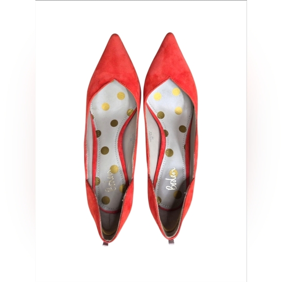 Boden Suede Leather Madison Courts Burnt Orange Scallop Heels Size 7.5 - Picture 9 of 16